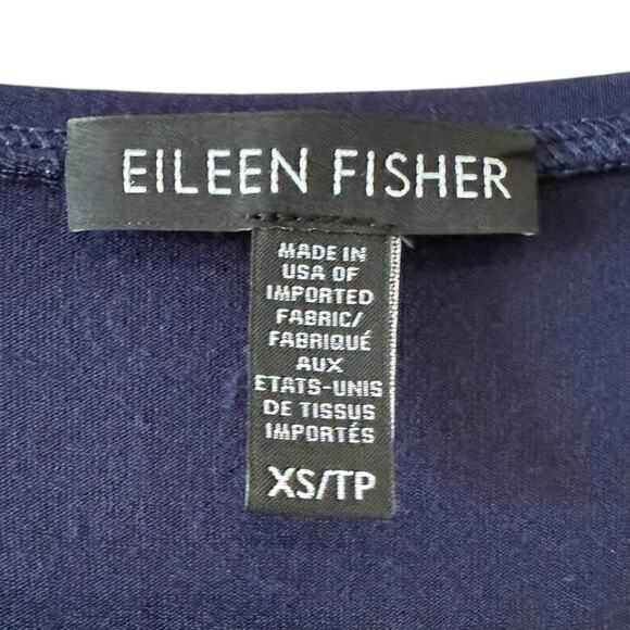 Eileen Fisher Navy Blue V-Neck Stretch Shift Dress – Size XS - Picture 2 of 4